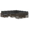 vidaXL Set Divano da Giardino 13 pz Grigio e Grigio Scuro polyrattan