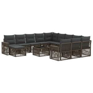 vidaXL Set Divano da Giardino 13 pz Grigio e Grigio Scuro polyrattan