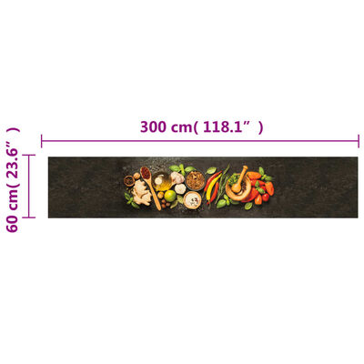 vidaXL Tappeto da Cucina Lavabile Spezie 60x300 cm Velluto