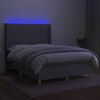vidaXL Letto a Molle Materasso e LED Grigio Chiaro 140x190 cm Tessuto