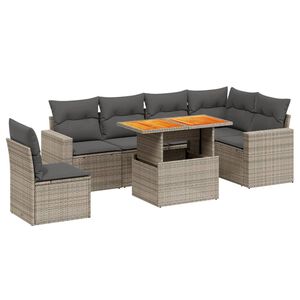 vidaXL Set Divani da Giardino 7 pz con Cuscini Grigio in Polyrattan