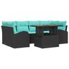 vidaXL Set Divano da Giardino 7 pz Nero Poly Rattan