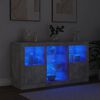 vidaXL Credenza con Luci LED Grigio Cemento 123x37x67 cm