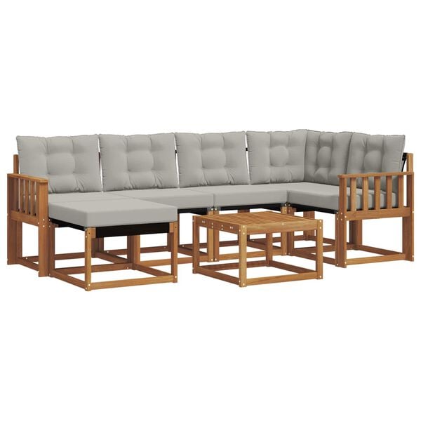 vidaXL Set di divani da esterno 7 pcs Grigio Naturale e Chiaro