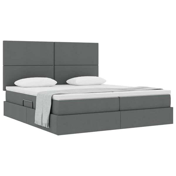 vidaXL Letto con Contenitore Grigio scuro 200 x 200 cm Pelle Sintetica