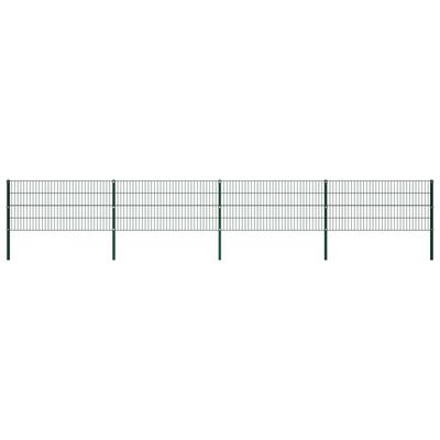 vidaXL Pannello di Recinzione con Pali in Ferro 6,8x0,8 m Verde