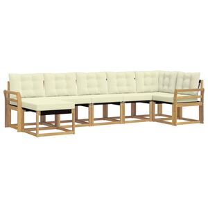 vidaXL Set di divani da esterno con cuscino 7 pcs Bianco e Crema