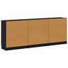 vidaXL Credenza 3 pcs Rovere Nero 181 x 30 x 70 cm Legno multistrato