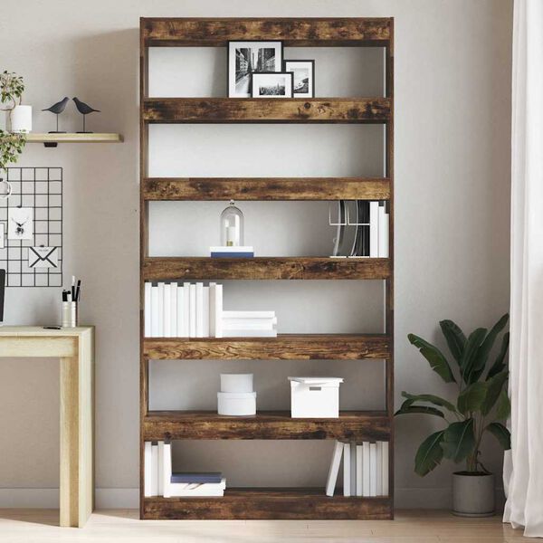 vidaXL Armadio per Libri Rovere fum&eacute; 100 x 30 x 198 cm
