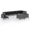 vidaXL Set Divani da Giardino 9 pz con Cuscini Polyrattan Grigio Scuro