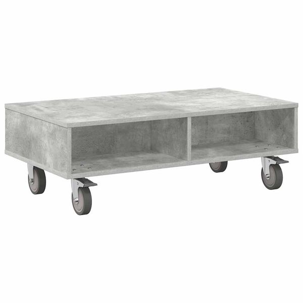 vidaXL Tavolino con Ruote Grigio cemento 90 x 50 x 30 cm