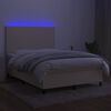 vidaXL Letto a Molle con Materasso e LED Crema 140x190 cm in Tessuto