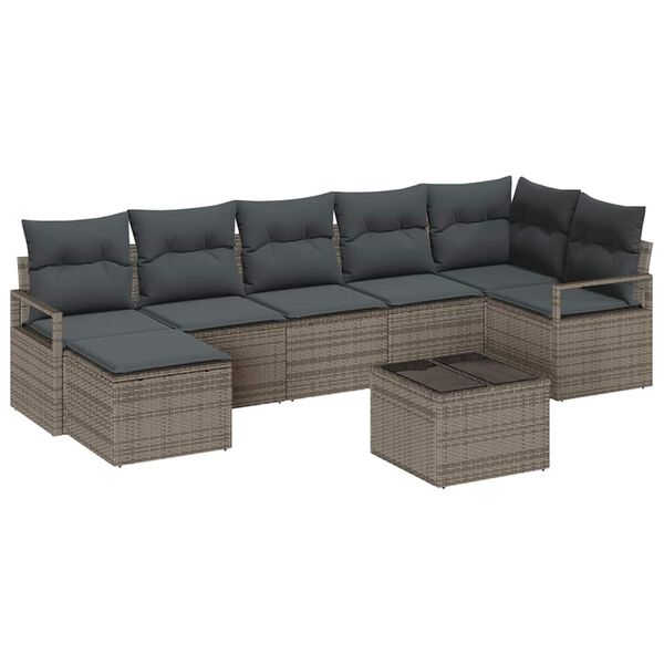 vidaXL Set di divani con cuscino 8 pcs Grigio polyrattan