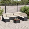 vidaXL Set Divano da Giardino con cuscino 9 pcs Nero polyrattan
