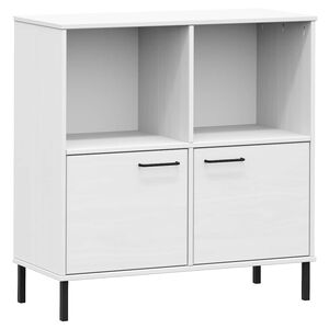 vidaXL Libreria Gambe Metallo Bianco 90x35x90,5 cm Legno Massello OSLO