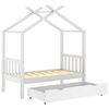 vidaXL Giroletto Bambini con Cassetto Bianco Legno di Pino 70x140 cm
