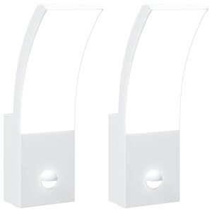 vidaXL Applique con LED e Sensore 2 pz Bianche in Alluminio Pressofuso