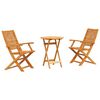 vidaXL Set Bistro Pieghevole 3 pz Marrone Legno di Acacia Massello