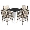 vidaXL Set da Pranzo da Giardino 5pz con Cuscini in Polyrattan Marrone