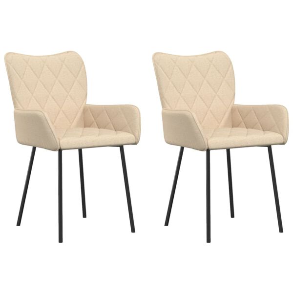 vidaXL Sedie da Pranzo 2 pz Crema in Tessuto