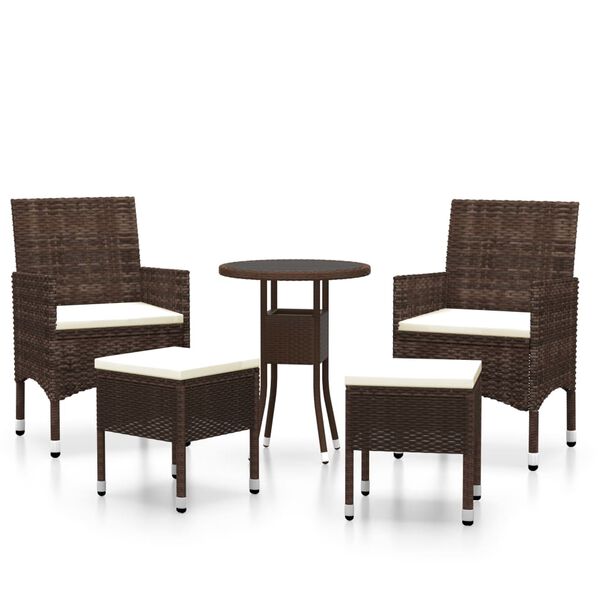 vidaXL Set Divani da Giardino 5 pz in Polyrattan Marrone