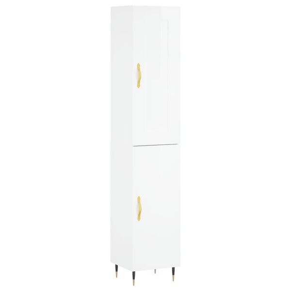 vidaXL Credenza 34,5x34x180 cm in Legno Multistrato Bianco Lucido