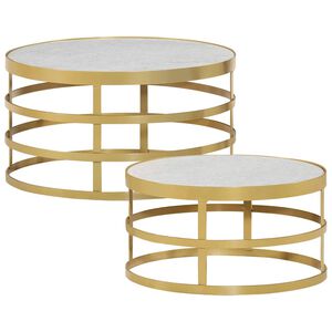 vidaXL Set Tavolini da Salotto 2 pz Marmo Ottone e Bianco