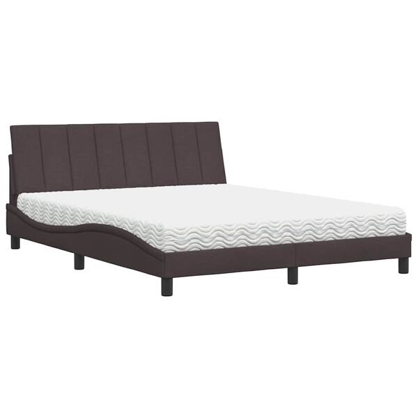 vidaXL Letto con Materasso Hanko Marrone Scuro 160x200cm Tessuto