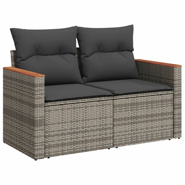 vidaXL Set Divani da Giardino 11 pz con Cuscini in Polyrattan Grigio