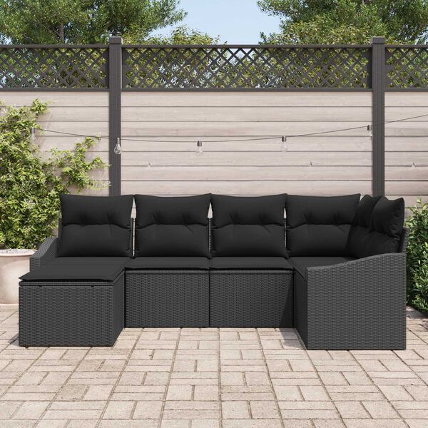 vidaXL Set da Pranzo per Giardino con cuscino 6 pcs Nero