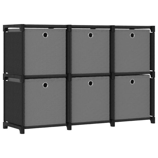 vidaXL Mobile con 6 Scatole a Cubo Nero 103x30x72,5 cm in Tessuto