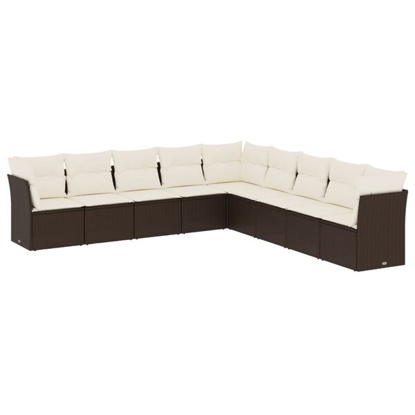 vidaXL Set Divani da Giardino 9pz con Cuscini Marrone in Polyrattan