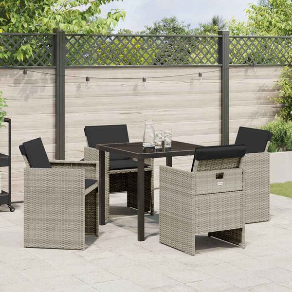 vidaXL Set da Pranzo per Giardino 5 pcs Grigio chiaro polyrattan