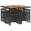 vidaXL Set da Pranzo da Giardino 9 pz con Cuscini Nero in Polyrattan