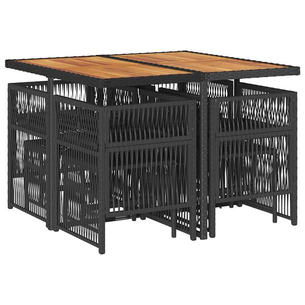 vidaXL Set da Pranzo da Giardino 9 pz con Cuscini Nero in Polyrattan