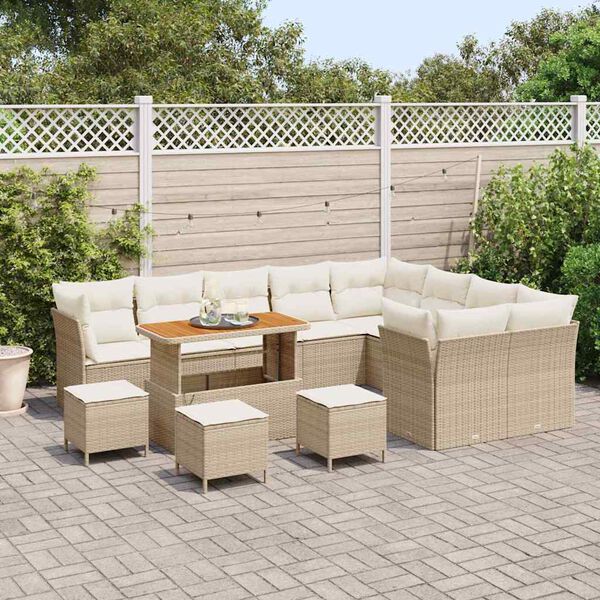 vidaXL Set Divano da Giardino con cuscino 13 pcs beige e panna
