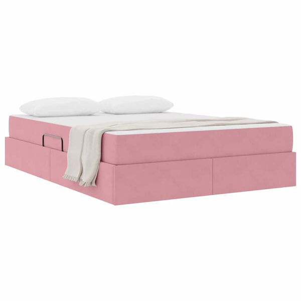 vidaXL Letto con contenitore e materasso Rosa 140 x 200 cm Velluto