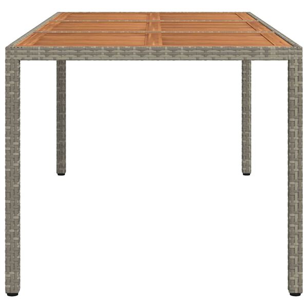 vidaXL Tavolo Giardino 190x90x75 cm Polyrattan Legno di Acacia Grigio