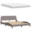 vidaXL Letto con Materasso Tortora 160x200 cm in Tessuto