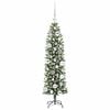 vidaXL Albero di Natale Artificiale Sottile Verde e Bianco 120 cm