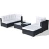 vidaXL Set Divani da Giardino 5 pz con Cuscini in Polyrattan Nero