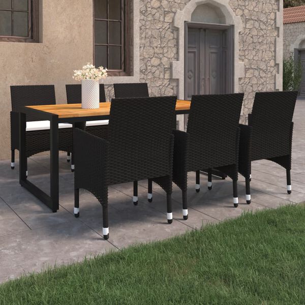vidaXL Set Mobili da Pranzo per Giardino 7 pz Nero