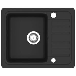 vidaXL Lavello da Cucina in Granito Vasca Singola Nera