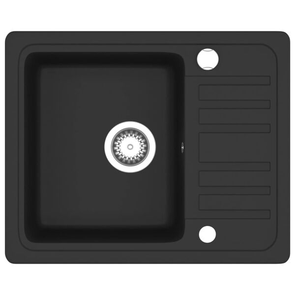 vidaXL Lavello da Cucina in Granito Vasca Singola Nera