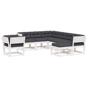 vidaXL Set Salotto Giardino 8pz con Cuscini Bianco Legno Massello Pino