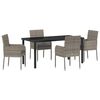 vidaXL Set da Pranzo per Giardino 5 pz Grigio polyrattan