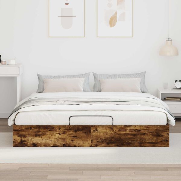 vidaXL Letto ottomano Quercia Affumicata 203 x 160 x 25 cm