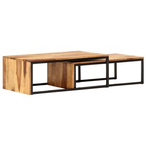 vidaXL Tavolini Impilabili 2 pz in Legno Massello di Acacia