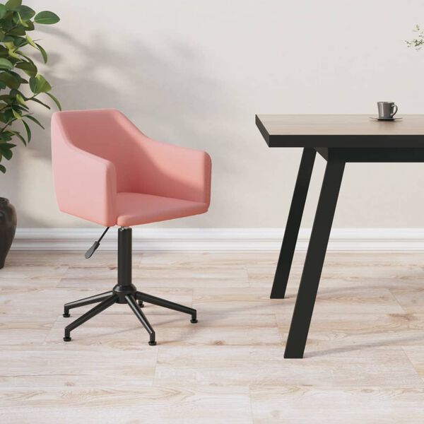 vidaXL Sedia da Pranzo Girevole Rosa in Velluto