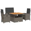 vidaXL Set da Pranzo da Giardino 4 pz con Cuscini in Polyrattan Grigio